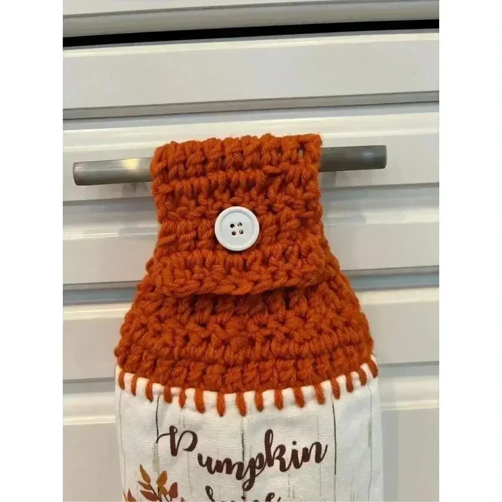 Crochet Top Kitchen Towel- pumpkin spice everything gnome